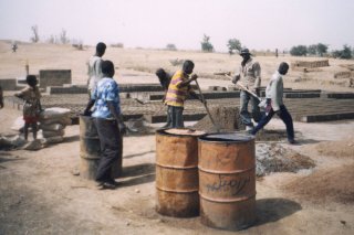 Herstellung der Hohlblocksteine